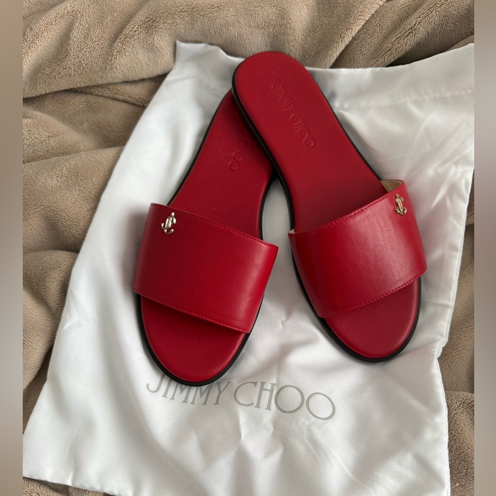 Jimmy Choo Bold Red Slide Sandals